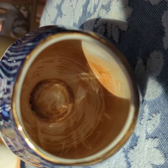 Anthropologie Ruan Hoffmann MMXIV Jardin Des Plantes Vase Blue Stripe w/Gold - Picture 5 of 6